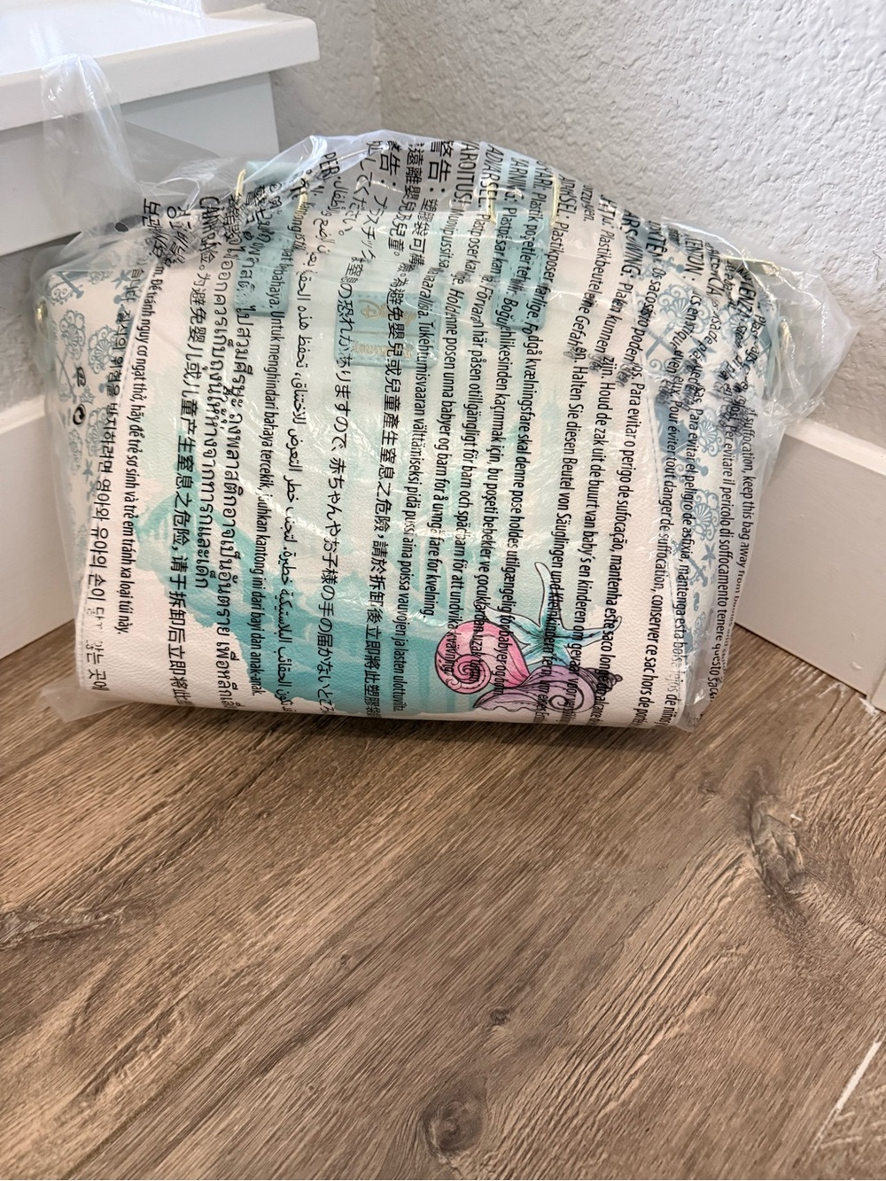 Loungefly White Teal Ariel Satchel with Pastel Accents - Picture 3 of 4
